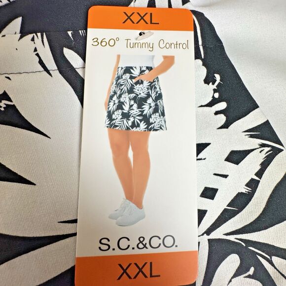 S.C. & CO. Womens Size XXL Black Floral 360 Degree Tummy Control Skort Stretch - Picture 5 of 11